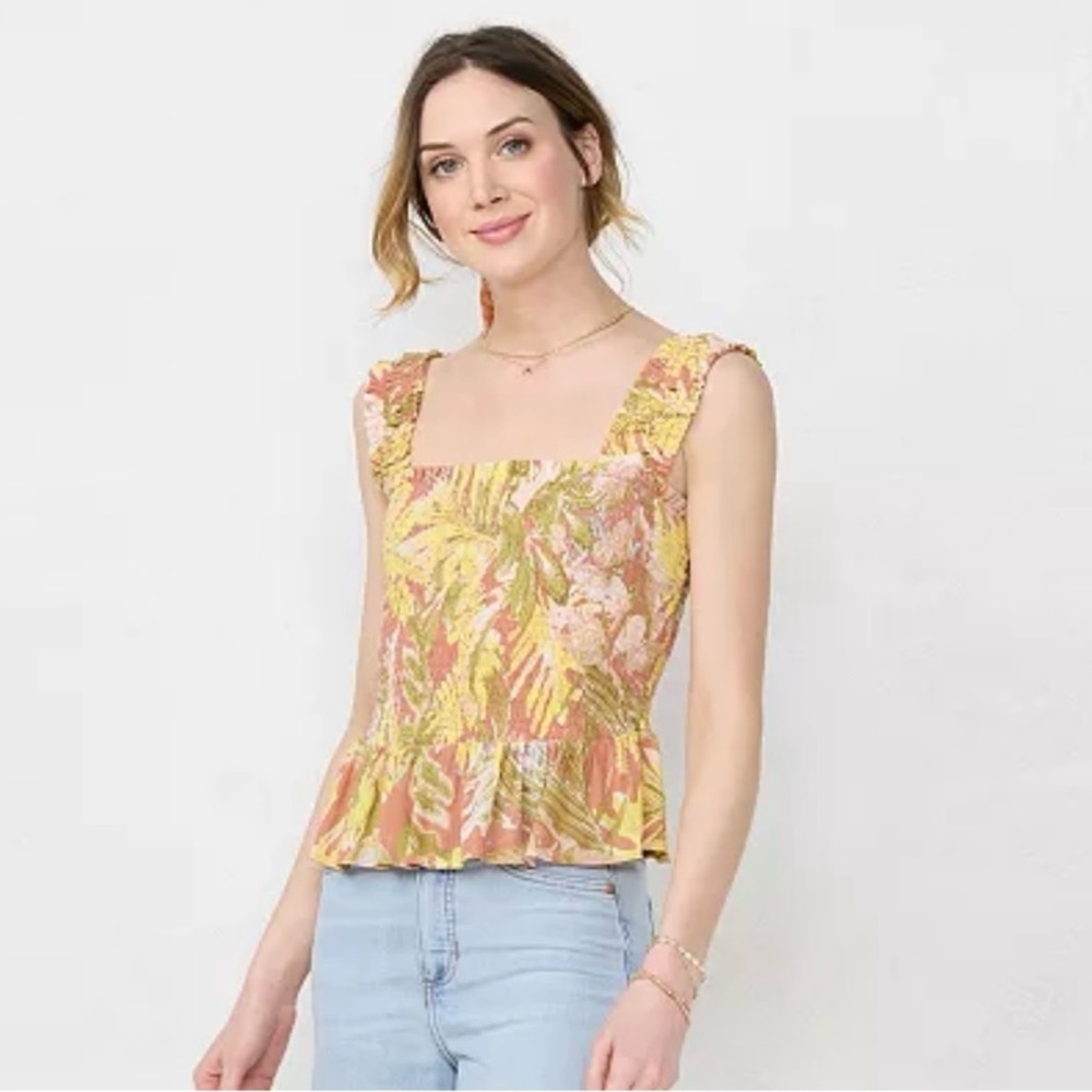 LC Lauren Conrad smocked peplum top